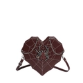 Gotische herzförmige burgunderrote Umhängetasche mit Spinnennetz-Naht und Strass-Spinne - Strass Spinnenstil / Rot