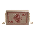 Sparkling playing card Ace of Spades evening clutch with rhinestones and gold chain strap - Champagne