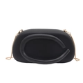 Minimalist black matte clutch bag with gold chain and 3D embossed C design - Black