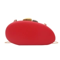 Matte red pebble-shaped acrylic clutch bag with gold and silver tone metallic clasp - Red