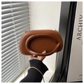 Brown acrylic metal handle box bag with a fine gold chain for shoulder carry - Brown
