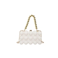 Minimalistische weiße Acryl-Clutch mit 3D-Blasentextur und goldenem Perlengriff - Weiß
