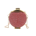 Mini pochette da sera rossa con strass e tracolla a catena dorata per donne - Rosso