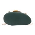 Dark green pebble acrylic clutch bag with artistic gold clasp and fine chain strap - Dark Green