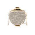 Mini borsa da sera argento con strass, montatura dorata e tracolla a catena - Oro