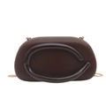 Minimalist brown acrylic jelly box bag featuring a unique curved handle and gold chain strap - Brown