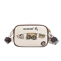 Leuke crème cartoon crossbody cameratas met kattenpatroon en brede jacquard riem - Beige