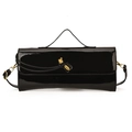 Bolso baguette de charol negro con una elegante hebilla dorada y diseño moderno - Negro