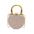 Mini sac de soirée champagne avec strass scintillants et poignée métallique - Brun (Style 1)