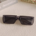 Retro rectangular sunglasses with translucent dark grey frames and matching lenses - Grey 10-Dark Grey Translucent Rectangle Frame