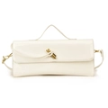 Bolso chic de charol blanco con hebilla de nudo dorado y correa de hombro extraíble - Blanco