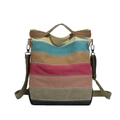 Vintage meerkleurige canvas draagtas met handvatten en een verstelbare schouderriem - Khaki