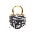 Sac de soirée noir avec strass, poignée ronde dorée et bandoulière en chaîne chic - Style 1 Noir