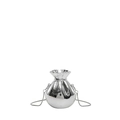 Chic silver mirror lucky bag acrylic handbag with metallic drawstring detail and chain - Silver