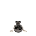 Mini acrylic fortune bag purse in gunmetal grey finish with gold chain crossbody strap - Black
