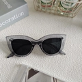 Chic gray square sunglasses with unique water-ripple textured frames and dark lenses - Grey 13-Grey Translucent Water Texture Cat Eye
