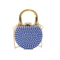 Royal blue evening clutch bag with sparkling silver rhinestones and gold handle - Style 1 Blue