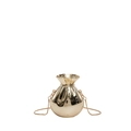 Chic gold fortune bag style mini chain bag with mirror finish and ruffled edge detail - Light Gold