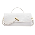 White snakeskin embossed clutch bag with gold knot closure and detachable shoulder strap - White