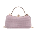 Pinkfarbene Abendtasche mit Strassverschluss, Goldgriff und glitzernder Webstruktur - Rosa