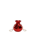 Mini rote Acryl-Umhängetasche in Glücksbeutelform mit glänzendem Metallic-Finish - Rot