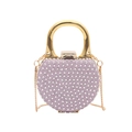 Mini heart-shaped evening bag with lilac glitter and sparkling silver rhinestones - Style 1 Purple