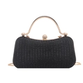 Elegante schwarze Abendtasche mit goldenem Griff und kugelförmigem Strassverschluss - Schwarz