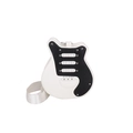 Borsa a tracolla a forma di chitarra in pelle PU bicolore con borchie e spallina larga - Bianco Sporco