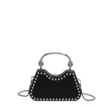 Black box handbag with silver rivets, metal handle, and chain strap in variant view - Black
