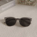 Retro vintage square sunglasses with translucent grey frame and dark grey UV lenses - Grey 18-Grey Translucent Square Sunglasses