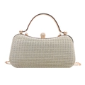 Funkelnde Champagner-Abendtasche mit Pailletten, Kristallverschluss und Metallgriff - Gold