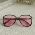 Vintage rectangle sunglasses with translucent grey frame and soft pink lenses - Grey 19-Translucent Grey Frame Pink Lens
