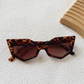 Lunettes de soleil œil-de-chat géométriques rétro avec monture écaille et verres bruns - Imprimé léopard