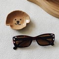 Lunettes de soleil rectangulaires en écaille foncée avec strass brillants tendance - Écaille de tortue