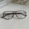 Retro square transparent grey sunglasses with aviator style frame and acetate texture - Grey 22-Translucent Grey Aviator Frame