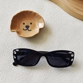 Trendy black oval frame sunglasses with crystal accents and dark lenses for women - Black and Gray