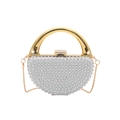 Mini acrylic box party bag in silver glitter with gold ring handle and chain strap - Style 2 Gold Mixed Silver