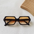 Square black frame sunglasses with amber lenses and stylish silver stud accents - Black and Yellow