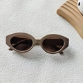 Retro cat-eye sunglasses in matte khaki finish with dark lenses for a stylish look - Gray