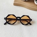 Lunettes de soleil polygonales rétro avec monture noire et verres dégradés orange - Noir et Jaune