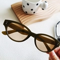 Retro cat-eye sunglasses with dark olive green frames and brown lenses for women - Brown