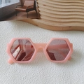 Trendige übergroße sechseckige Sonnenbrille für Damen in Rosa mit Retro-Stil - Rosa