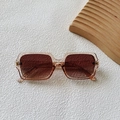Stylish square peach translucent sunglasses with brown lenses and minimalist retro design - Champagne