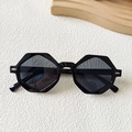 Black polygon sunglasses with hexagonal frames and dark lenses on a minimalist background - Black and Gray