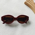 Retro cat-eye sunglasses with dark red frames and brown lenses for a vintage look - Brown