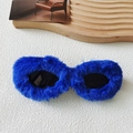 Gafas de sol tipo ojo de gato de felpa azul brillante para mujer con diseño de piel - Azul
