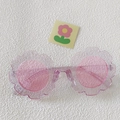 Occhiali da sole a fiore rosa glitter per bambini con lenti rotonde e design trendy - Rosa Trasparente