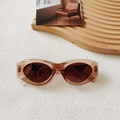 Vintage-Oval-Sonnenbrille mit Leopard-Print und durchscheinendem Teebraun-Rahmen - Champagner