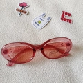 Rosafarbene transparente ovale Y2K-Sonnenbrille mit UV400-Schutz und leichtem PC-Rahmen - Transparentes Rot