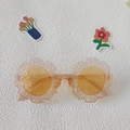 Occhiali da sole per bambini a forma di fiore arancione rosa con montatura glitter - Giallo Trasparente